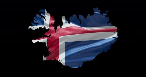 Animated Map of Iceland with Waving National Flag
