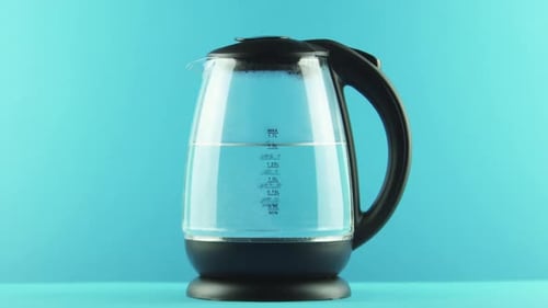 Water Boiling in Glass Electric Kettle
