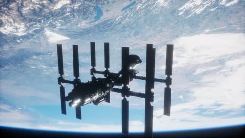 International Space Station in Outer Space Over the Planet Earth