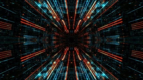 Abstract digital virtual city with technology and connection. 3D render 4K loop