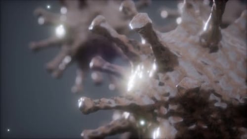 Detailed 3D Virus Particle Animation with Subtle Light Effects