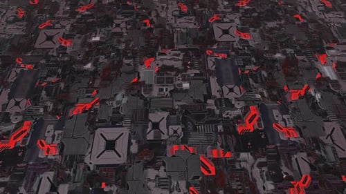 Futuristic Digital Circuit Board Grid Loop Background