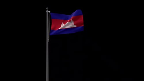 Cambodia National Flag Waving in the Wind