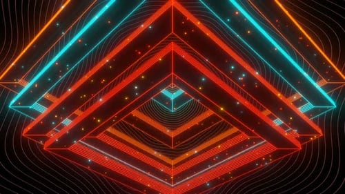 Abstract Neon Geometric Tunnel Looping Background