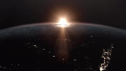 Sun Rising Over Planet Earth from Space