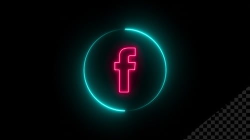 Glowing Neon Facebook Logo Reveal Animation