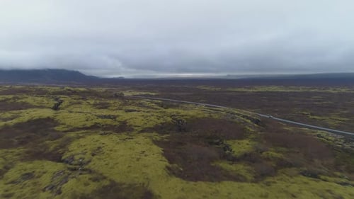 Fissures in Thingvellir National Park. Iceland. Aerial View