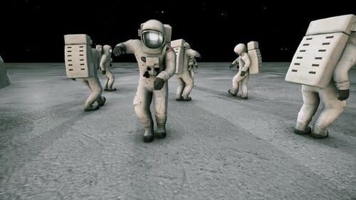 Dancing Astronauts on Moon Surface Loop