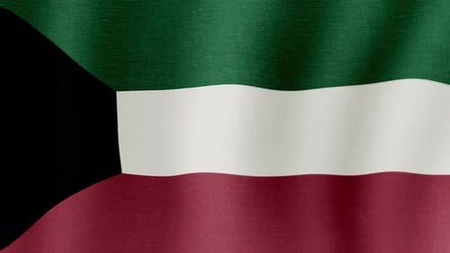 Realistic Kuwait Flag Waving Seamless Loop Animation
