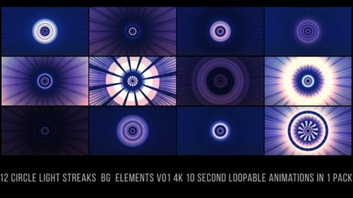 Circle Light Streaks BG Elements Blau V01