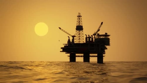 The oil rig uses machines, drills and pipes to extract gasoline and petroleum.