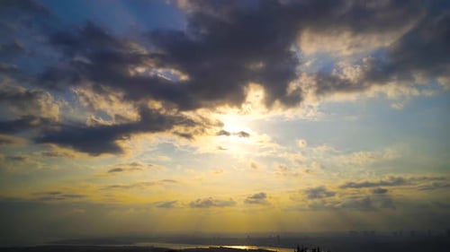 Sun and clouds, sunset.