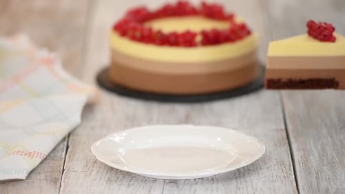 Cake Slice is Placed on a Plate