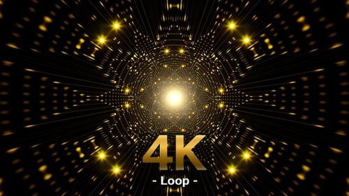 Futuristic Geometric Gold Tunnel Background Loop
