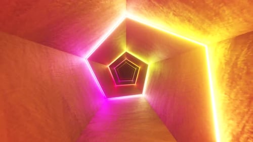 Abstract Neon Light Tunnel Loop Background