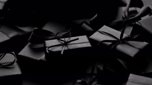 Black Gift Boxes Wrapped for a Birthday