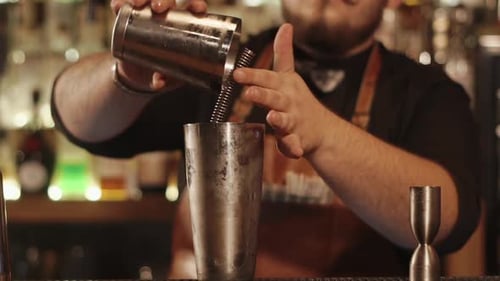 Bartender Mixing Cocktail at the Bar