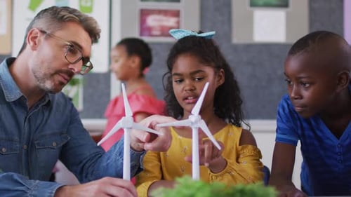 Teacher Explains Wind Turbine Science to Students