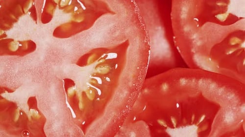 Fresh Sliced Tomatoes Macro Close Up