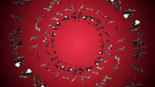 Abstract Metallic Science Icons Tunnel Loop with Alpha Matte