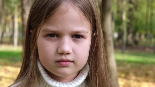 Portrait of a Smiling Girl in Autumn Park