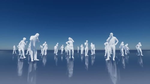 Abstract 3D Figures Communicating with Mobile Phones