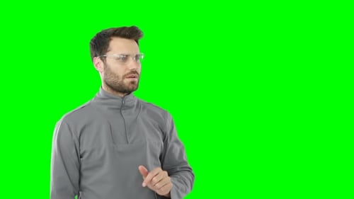 Man touching digital screen