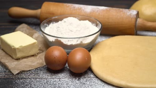 Baking Ingredients Dough Flour Butter Eggs Rolling Pin