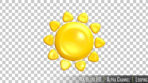 Shiny 3D Animated Sun Icon Loop Weather Element