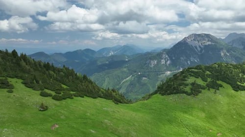 Aerial View of Green Mountains and Hills