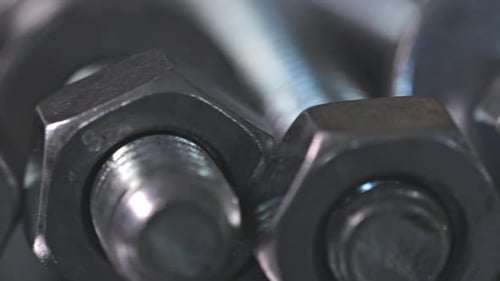 Close Up of Shiny Metal Nuts and Bolts