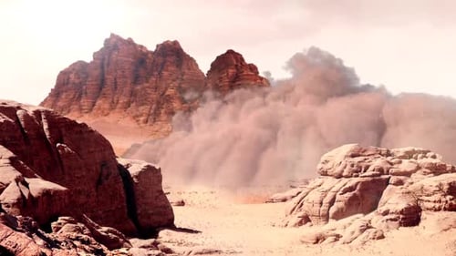 Oberfläche des Mars: Der Rote Planet, als sich eine große Staubwolke nähert