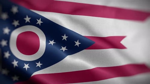 Realistic Ohio State Flag Waving Seamless Loop Animation