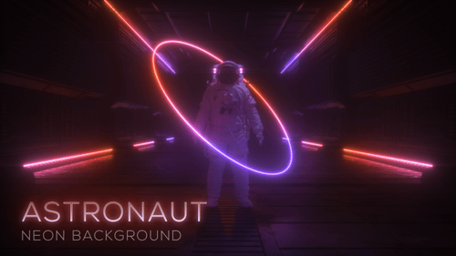 Colorful Neon Glowing Astronaut Background Loop