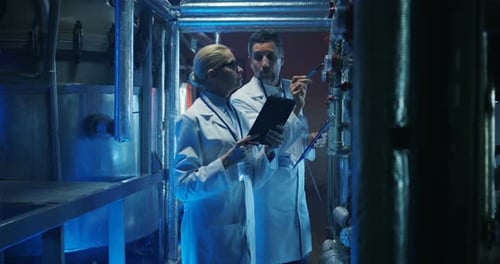 Scientists Checking Pressure Gauge