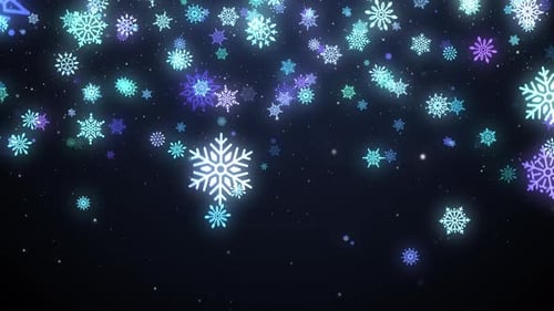 Festive Glowing Snowflakes Falling Christmas Loop Background