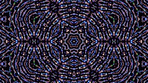 Seamless Loop of Glowing Neon Geometric Kaleidoscope Patterns