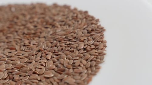 Close Up of Nutritious Brown Flax Seeds