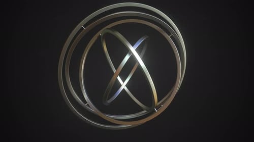 Rotating Abstract 3D Metallic Rings Animation