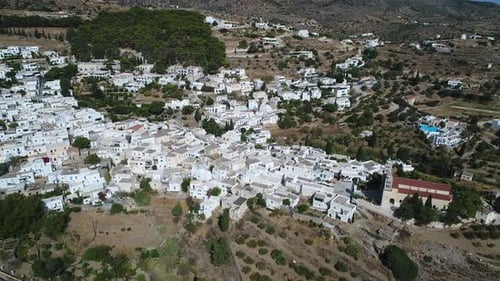 Village of Lefkes on the island of Paros in the Cyclades in Greece from the sky