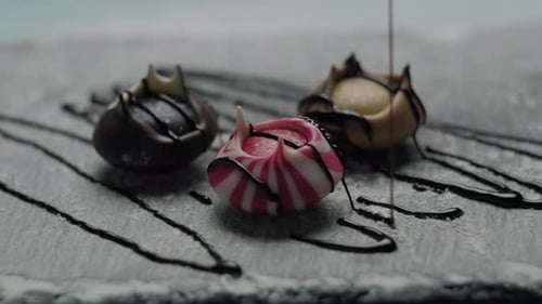 Delicious Chocolate Treats Decorated with Chocolate Drizzle