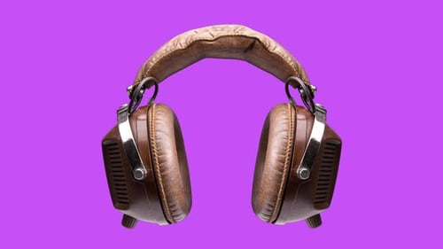 Sequence of Changing Vintage Headphones