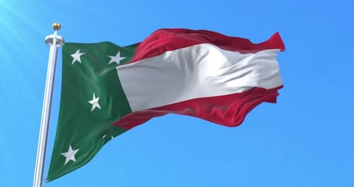 Realistic Waving Flag Animation with Green Stars and Red White Stripes