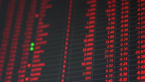 Stock market price board in economic crisis.