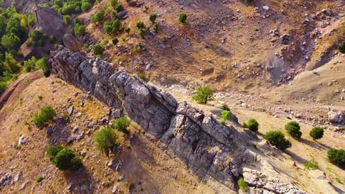 Aerial Drone Flight Over Incredible Mountain Landscape in Golden Hours at Dawn Valley with Forest