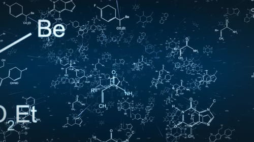 Animated Scientific Chemical Formulas Flowing Background