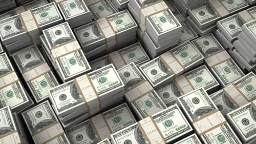 Falling Stacks of US Dollar Bills Animation