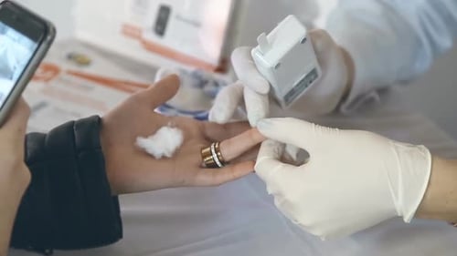 Blood Sample Taken at a Medical Clinic