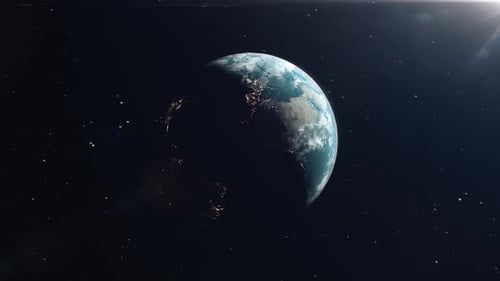 Global View of Earth Rotating from Space with City Lights