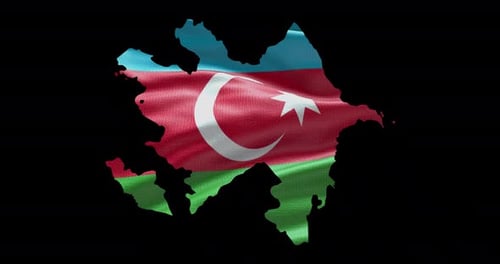 Azerbaijan Map Outline with Waving Flag Animation